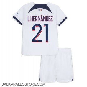 Paris Saint-Germain Lucas Hernandez #21 Vieraspaita Lapsille 2023-24 Lyhythihainen (+ shortsit)